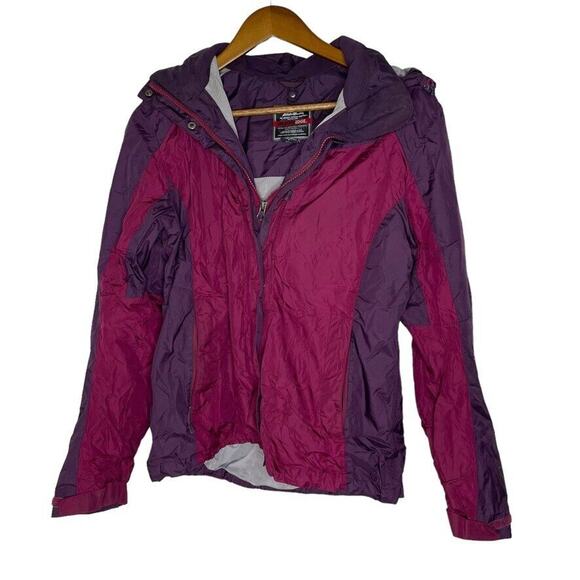 Eddie Bauer Purple Weather Edge W/ Detachable Hood Rain Coat Jacket Size S Women - Picture 1 of 7
